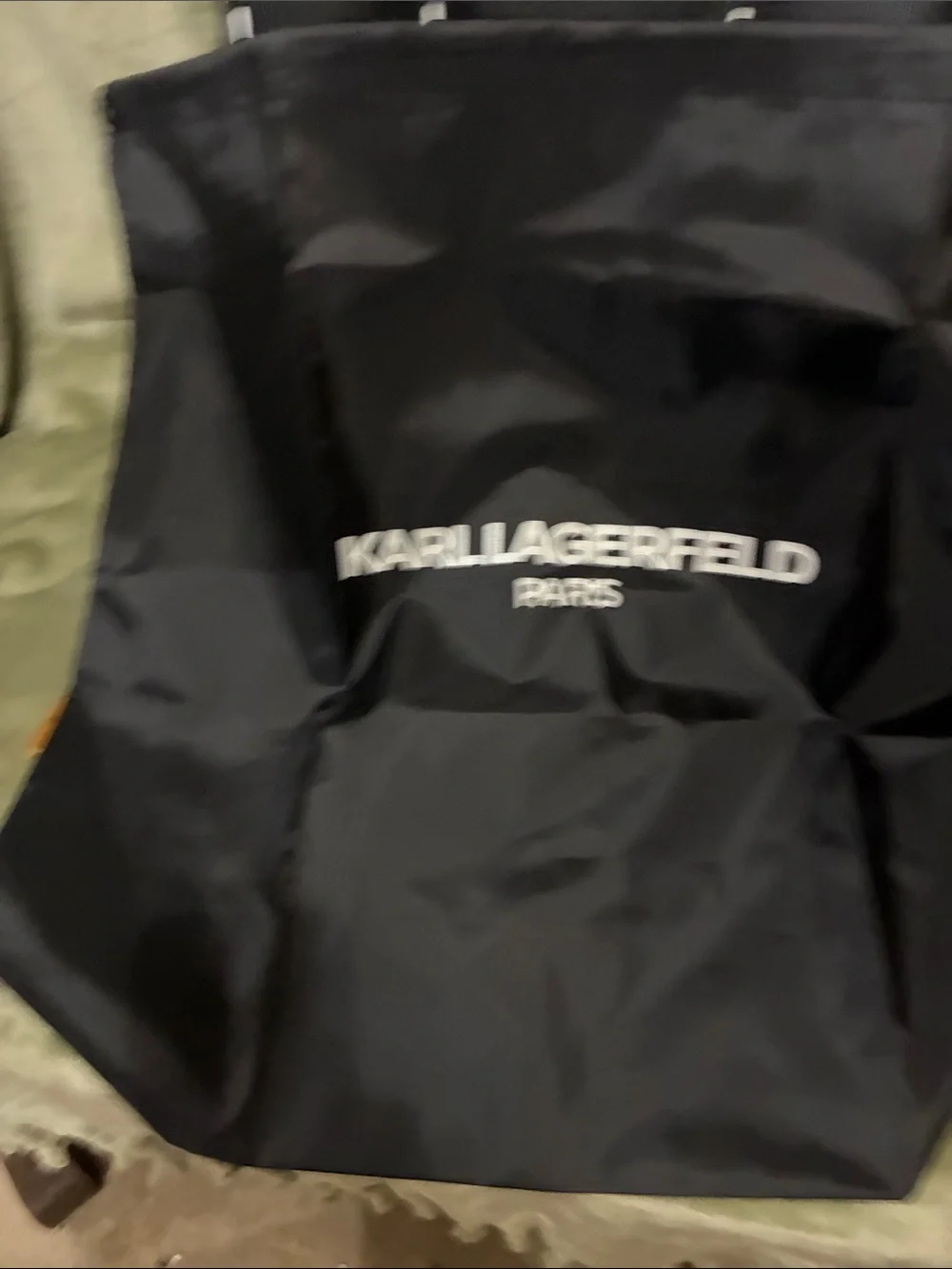 Karl Lagerfeld Black Tote with White Logo and Stitch Detail
